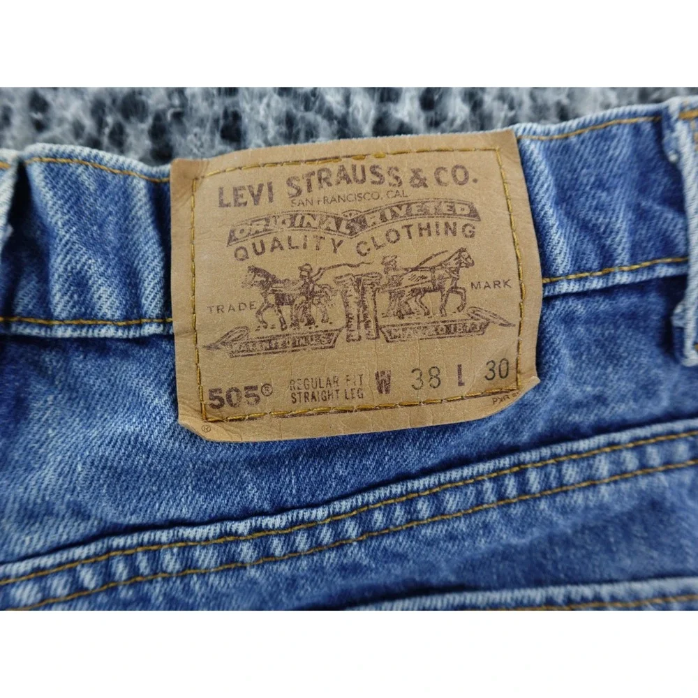 Vintage Levis 505 Shorts Mens 38 Blue Denim Cut Off Distressed USA‎ Orange Tab